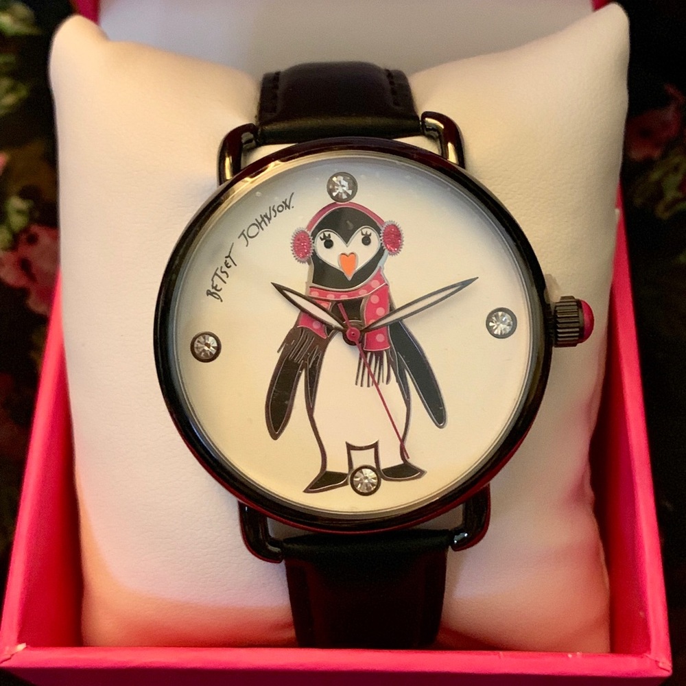 Betsey Johnson Holiday Penguin Watch Black